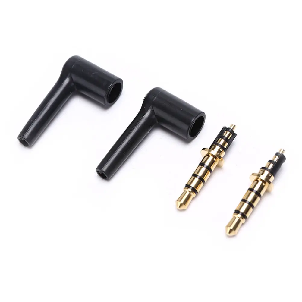 Male 90 Right Angle Degree Jack Soldering 3/4 Pole 3.5mm L-shaped Stereo Headphone Plug Repair Earphones