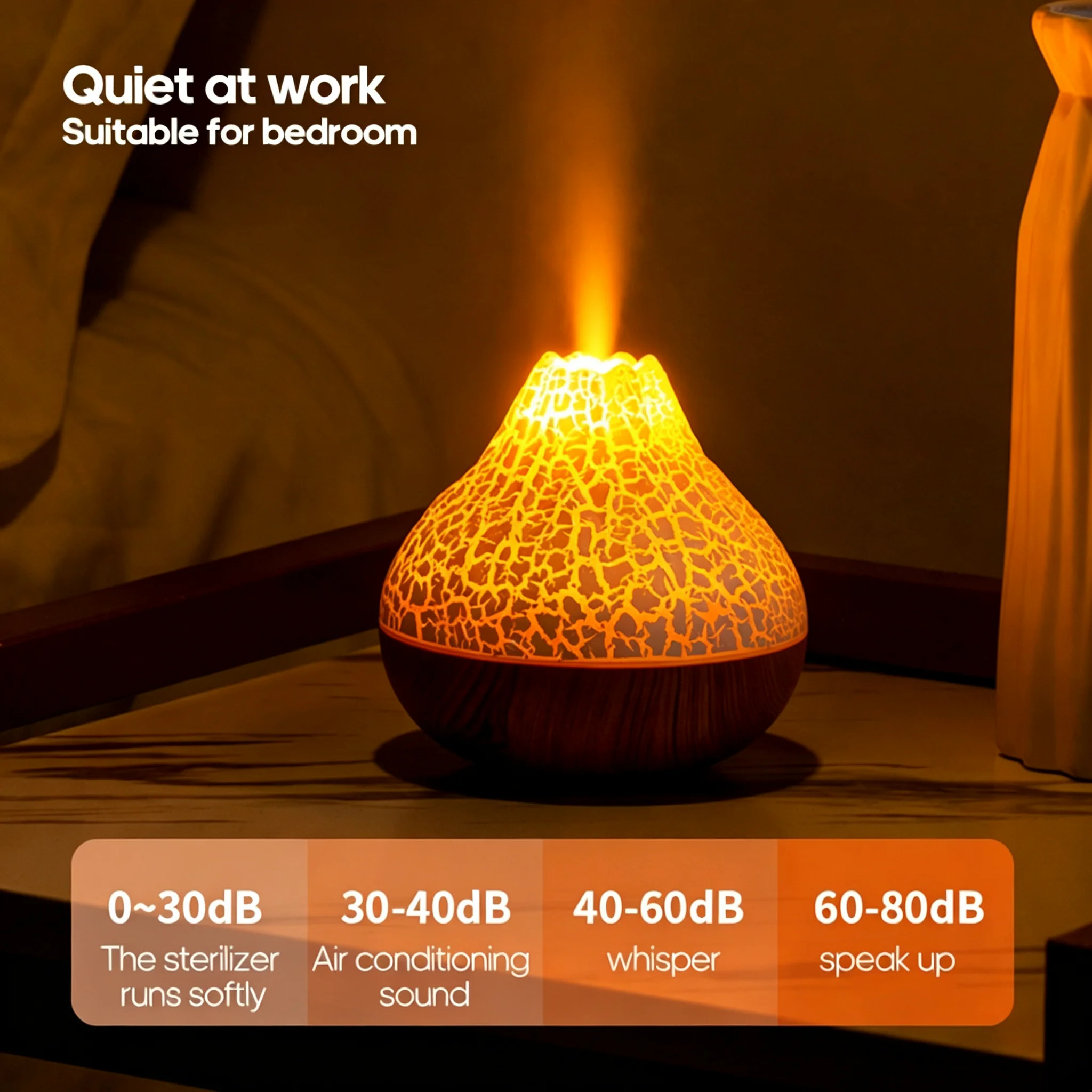 Volcano Aroma Diffuser 300ml USB Ultrasonic Humidifier Crack RGB Color Night Light Quiet Mist Atomizer Home Bedroom Decor Gift
