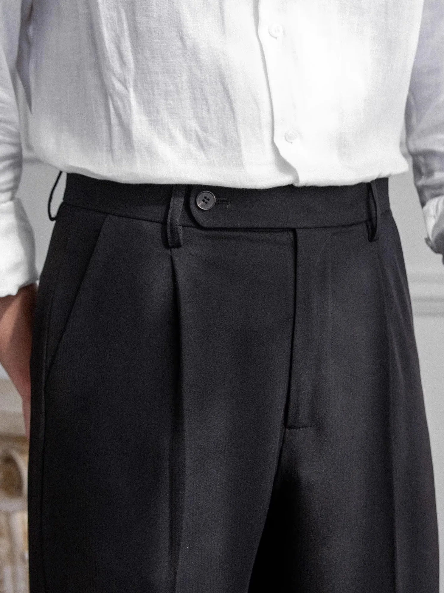 Busin Casual Men's Loose Fit Straight Leg Pants Dra Wrinkle Resistant Breathable High Waist Commuter Friendly Workwear