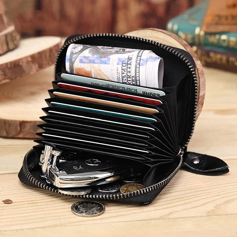Hand Grab  Organ Card Bag Vegetable Tanned Leather Certificate Bag With Large Capacity And Cash Slot RFID Real Pickup Bag