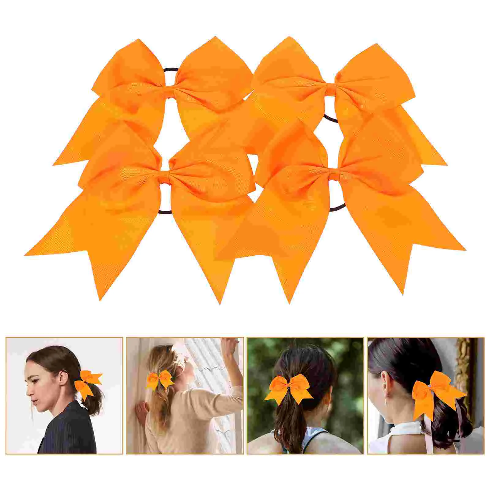 Orange Cheer Bow Headdress Cheerleader Bows for Girls Headband Hair Ribbons Bowknot