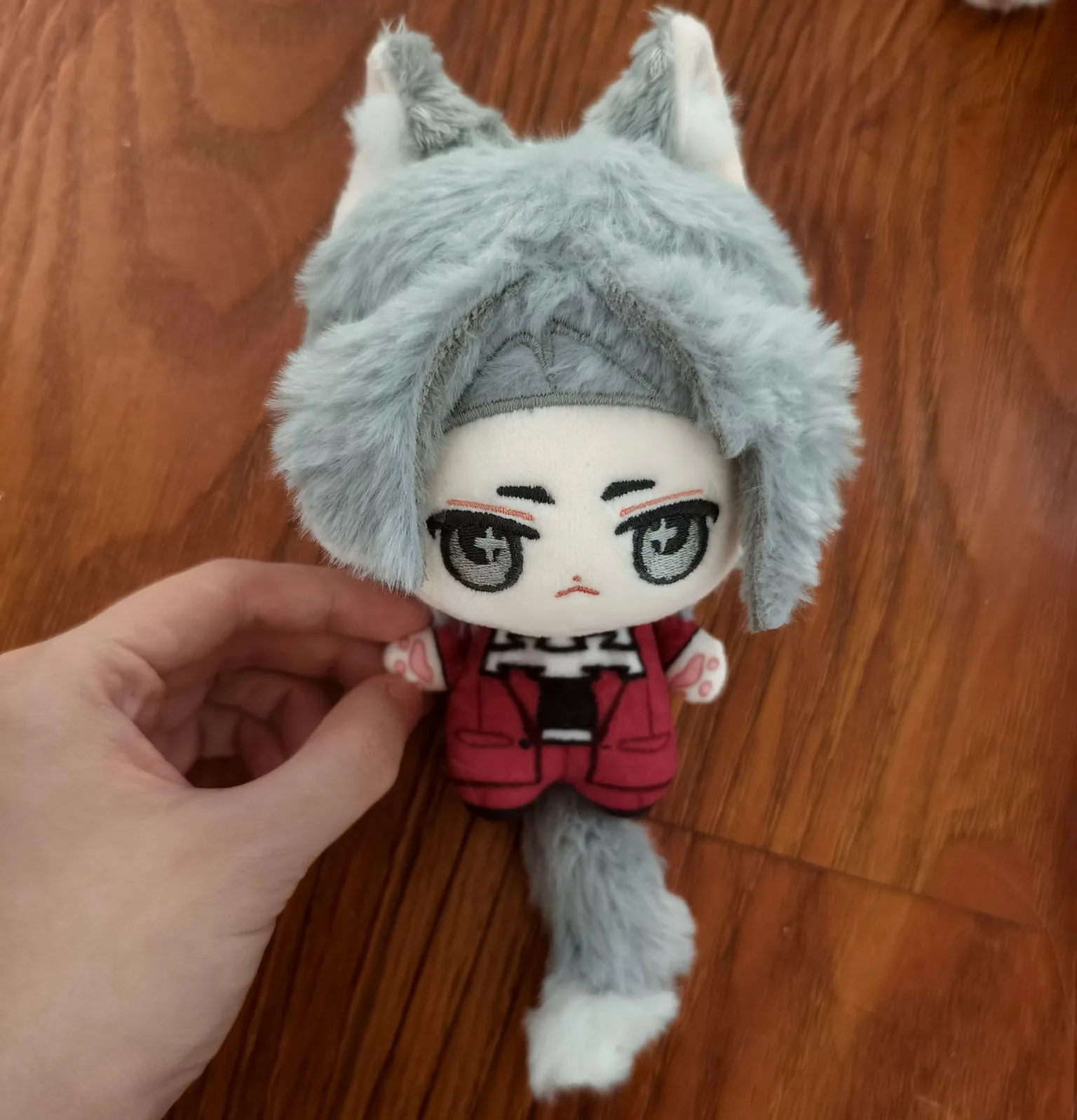 Anime Ace Attorney Miles Edgeworth Cosplay Fluffy Printing Body Maumet Cartoon Cute Puppet Ear Tail Toys Bauble Adorn Xmas Gift