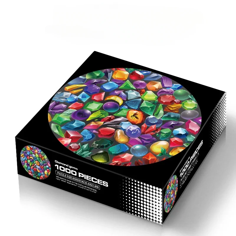 65*65cm Adults 1000 Pieces Round Shape Jigsaw Puzzles Irregular Shapes Gems Reducing Toys Blazing with Color Christmas Gifts