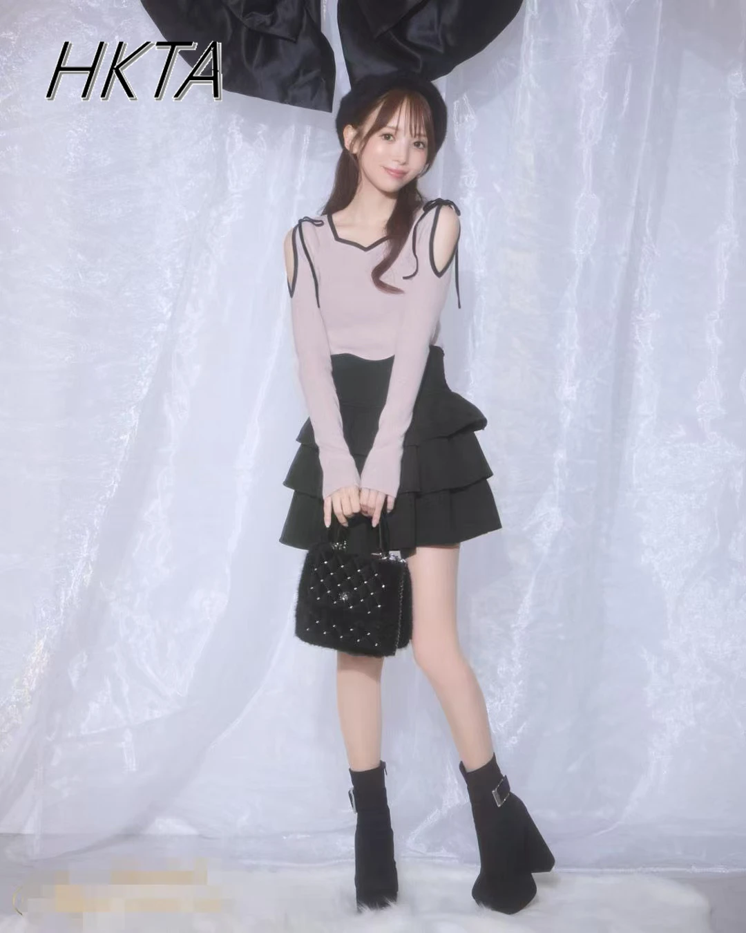 Japanese Lolita Commuter Three Layer Cake Black Skirt Women Summer Big Skirt Waist A Line Ruffle Edge Pleated Short Mini Skirt