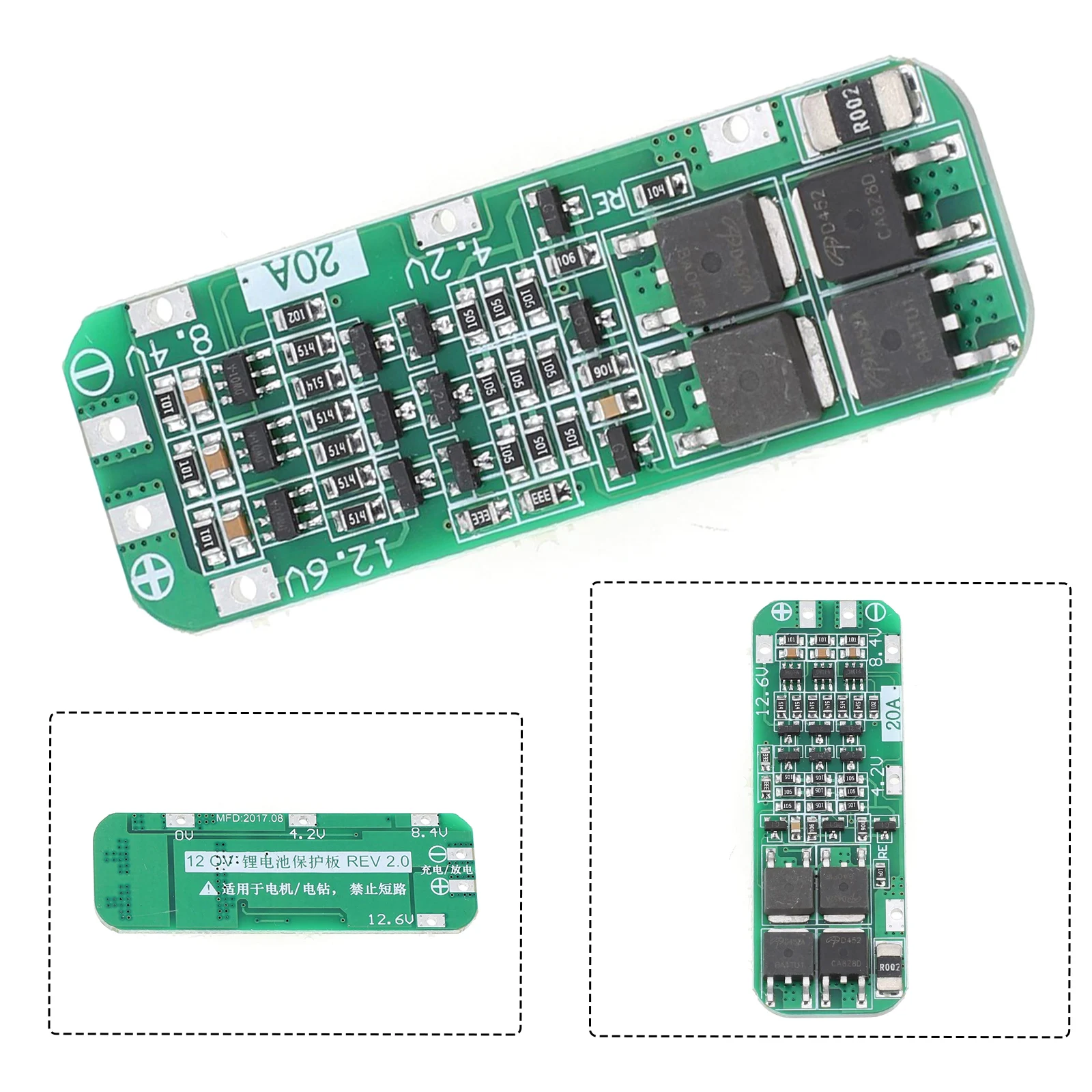 Battery Protection Board Compact 3S Lithium Battery Protection Board 59x20x34mm with Maximum Output Current of 20A