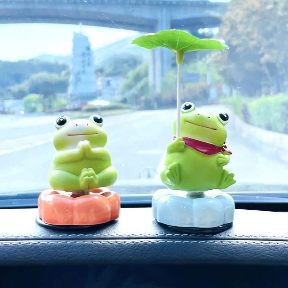 360° Rotation Resin Frogs Figurines Cartoon Creative Rotating Lucky Frogs Stable Funny Car Center Console Ornament