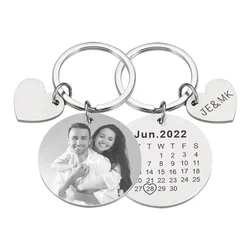 Personalized Keychain Customized Photo Name Stainless Steel Keychains For Couple Boyfriend Romantic Gift Key Accessories Keyring