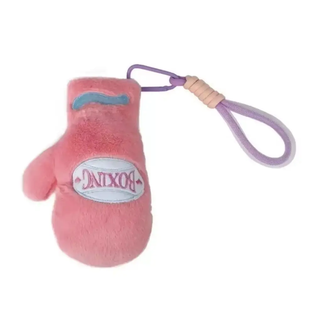 Backpack Pendant Boxing Gloves Keychain Stuffed Doll Soft Cute Fitness Plush Keychain Pink Sports Theme Plush Boxing Pendant