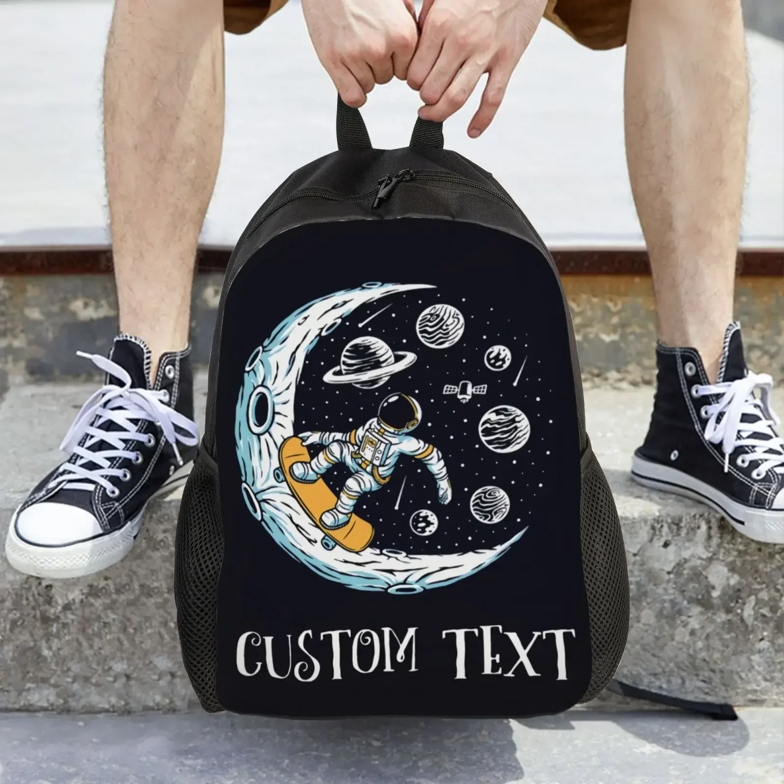 Ransel Moon Skateboard yang Dapat Disesuaikan - Poliester Tahan Lama, Tali yang Dapat Disesuaikan, Kompartemen Laptop untuk Kerja & Sekolah