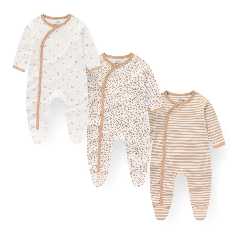 Kiddiezoom 3 Pcs/Lot Autumn Winter Fashion Long Sleeve Baby Boy Girl Romper 100%Cotton Soft Newborn Jumpsuits Clothes