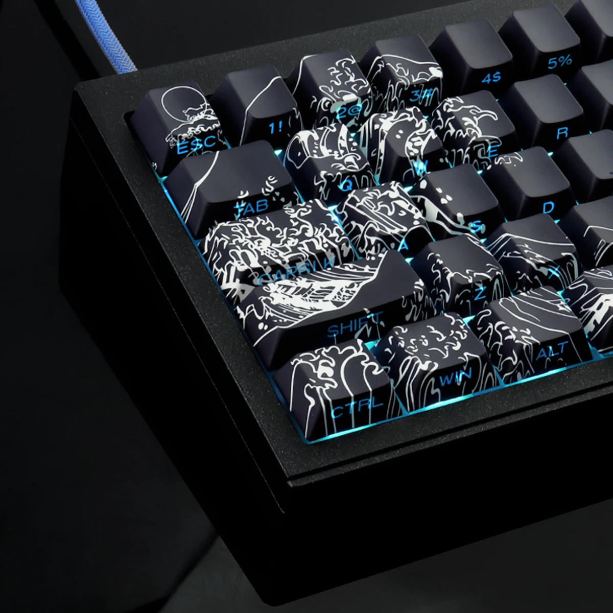 131 Keys PBT Keycap Ukiyoe Keycaps Side Print Backlit Cherry Profile DYE-Sublimation for Mechanical Keyboard Caps