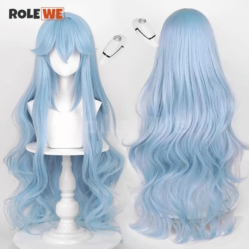 

Ayanami Rei Cosplay Wig High Quality Anime EVA 100cm Long Cyan Blue Curly Hair Heat Resistant Halloween Party Wigs + Wig Cap