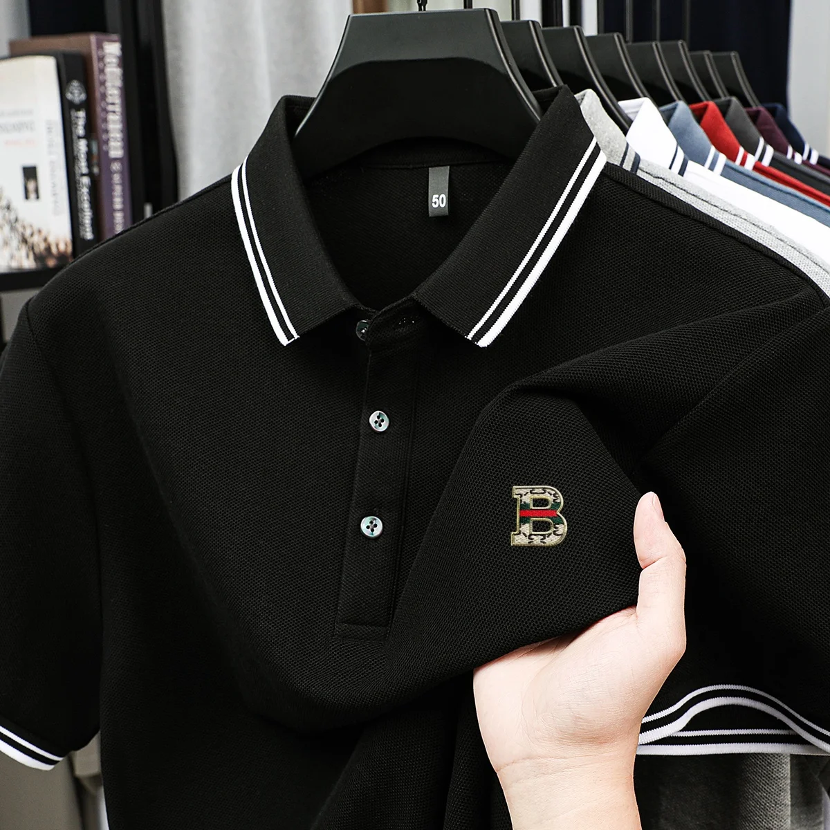 

100% cotton comfortable breathable men's polo shirt luxurious embroidered fashion T-shirt short sleeve outdoor casual summer top