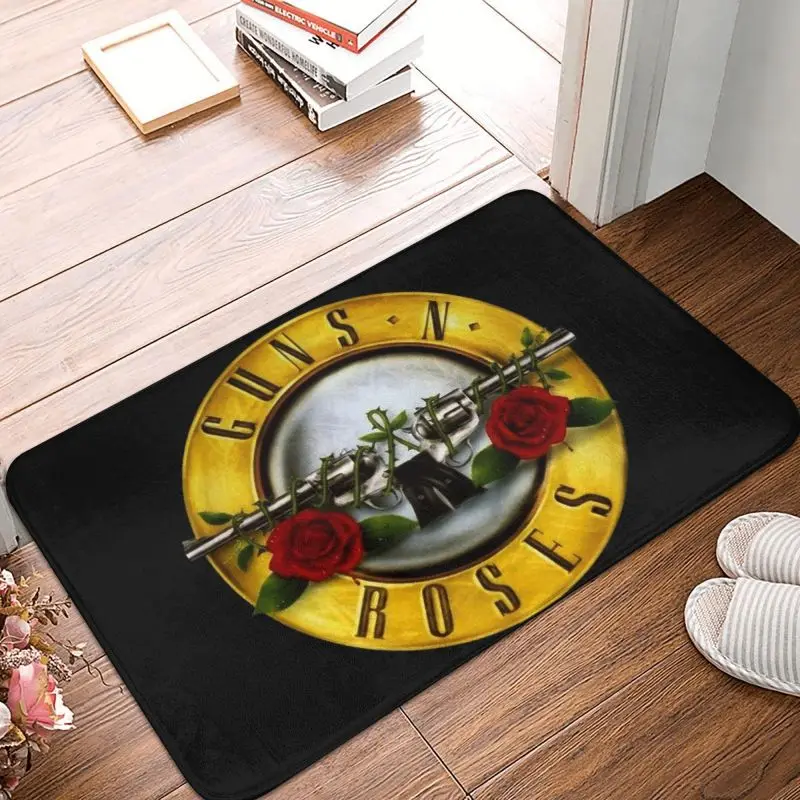 

Пользовательские пистолеты N Roses Bullet Logo Doormat, вход, кухня, ванная комната, напольные дверные коврики, жесткий рок-браслет, коврик садовый, ковер, Footpad