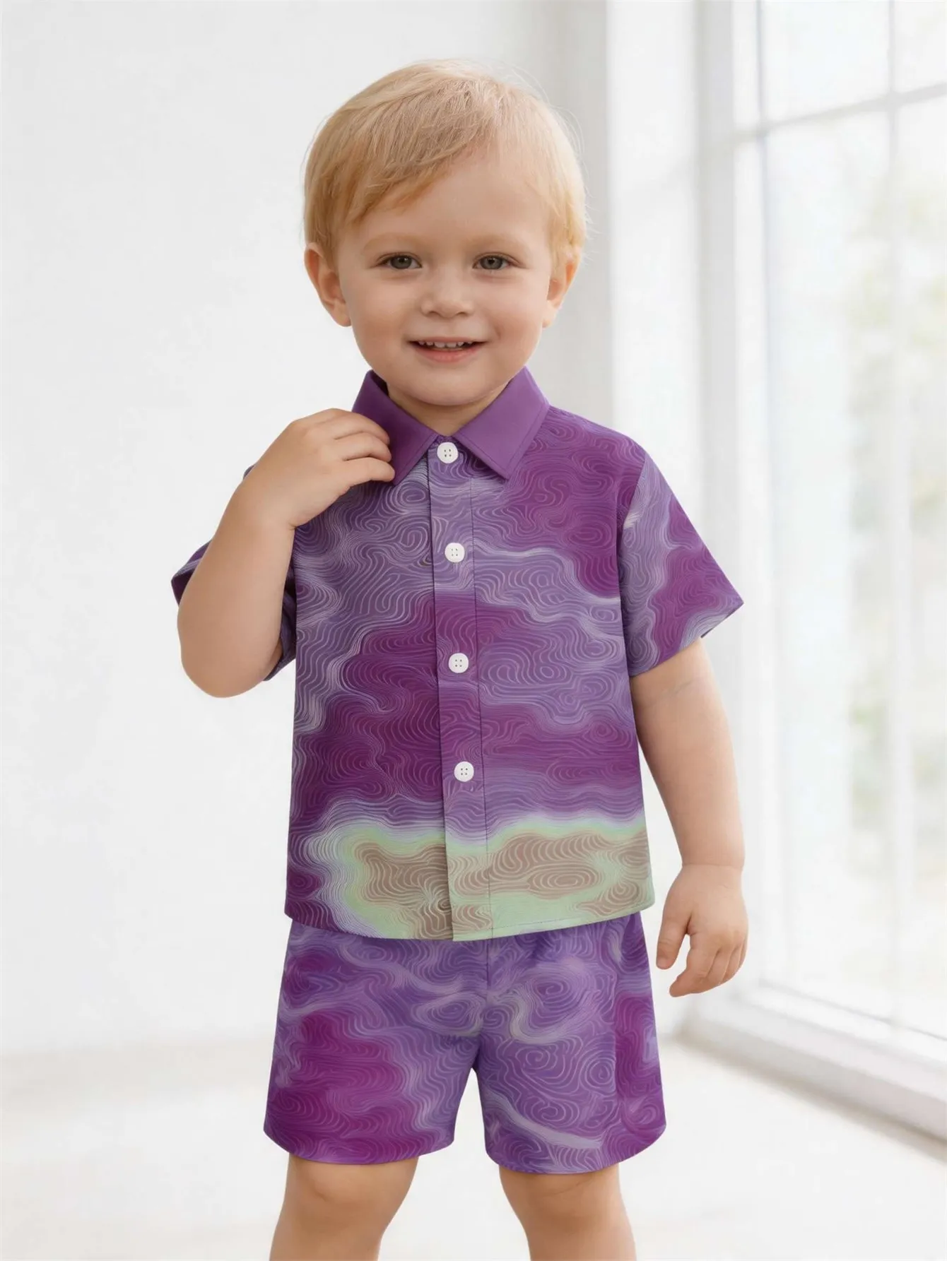 Baby shirt shorts, breathable sweat wicking and quick drying fabric, comfortable and versatile, cute and energetic baby outfit