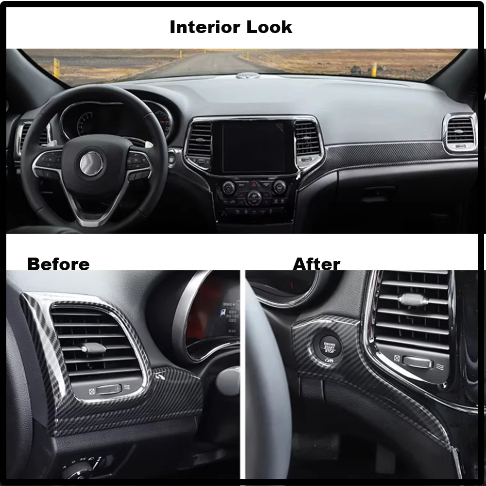 7Pcs/set Car Dashboard Interior Door Handle Panel Decoration Strips Trim Styling For Jeep Grand Cherokee 2011+ Car Moldings