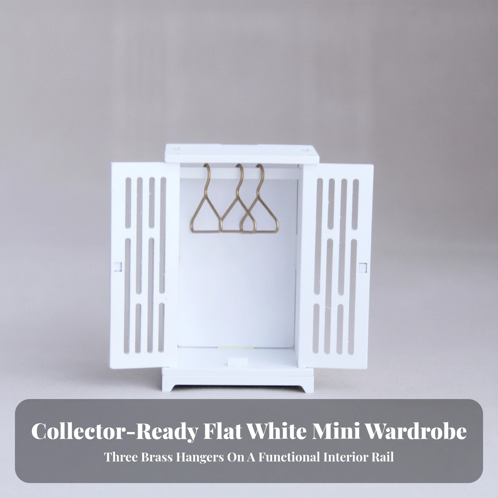 White Wooden Miniature Wardrobe Compact Miniature Wardrobe with Hanging Rail and Hangers Freestanding Dollhouse Armoire Sturdy