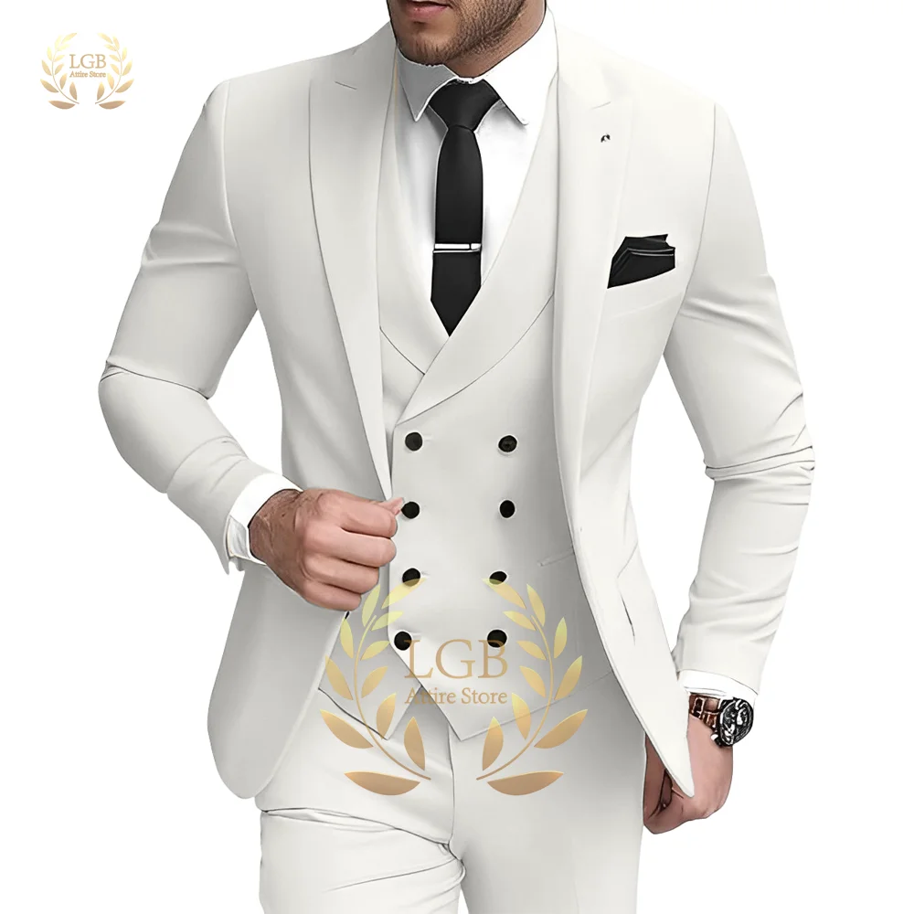 Men\'s 3 piece double breasted suits, slim fit wedding suits, single button suit jackets, vest and pants suits, formal prom suits