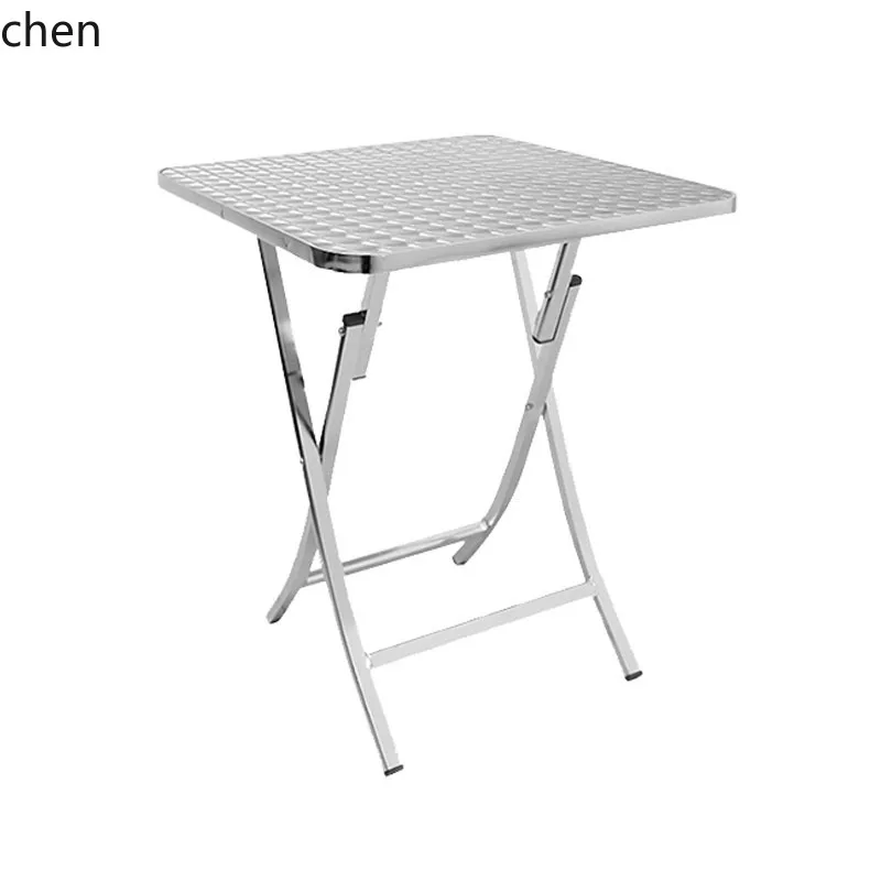 LXC Hot Pot Restaurant Folding Table and Chairs Stainless Steel Dining Table Modern Theme Restaurant Square Table Folding Chair