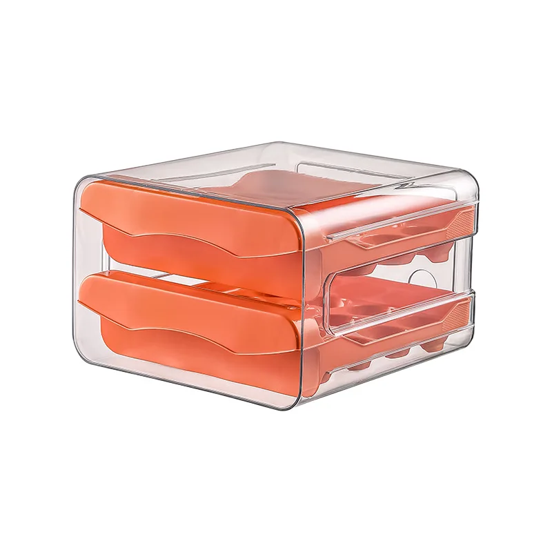 New 1Pcs Double-layer Capacity Pull-out Drawer Egg Storage , Household Food Grade Kitchen Modern Transparency Preservation Box