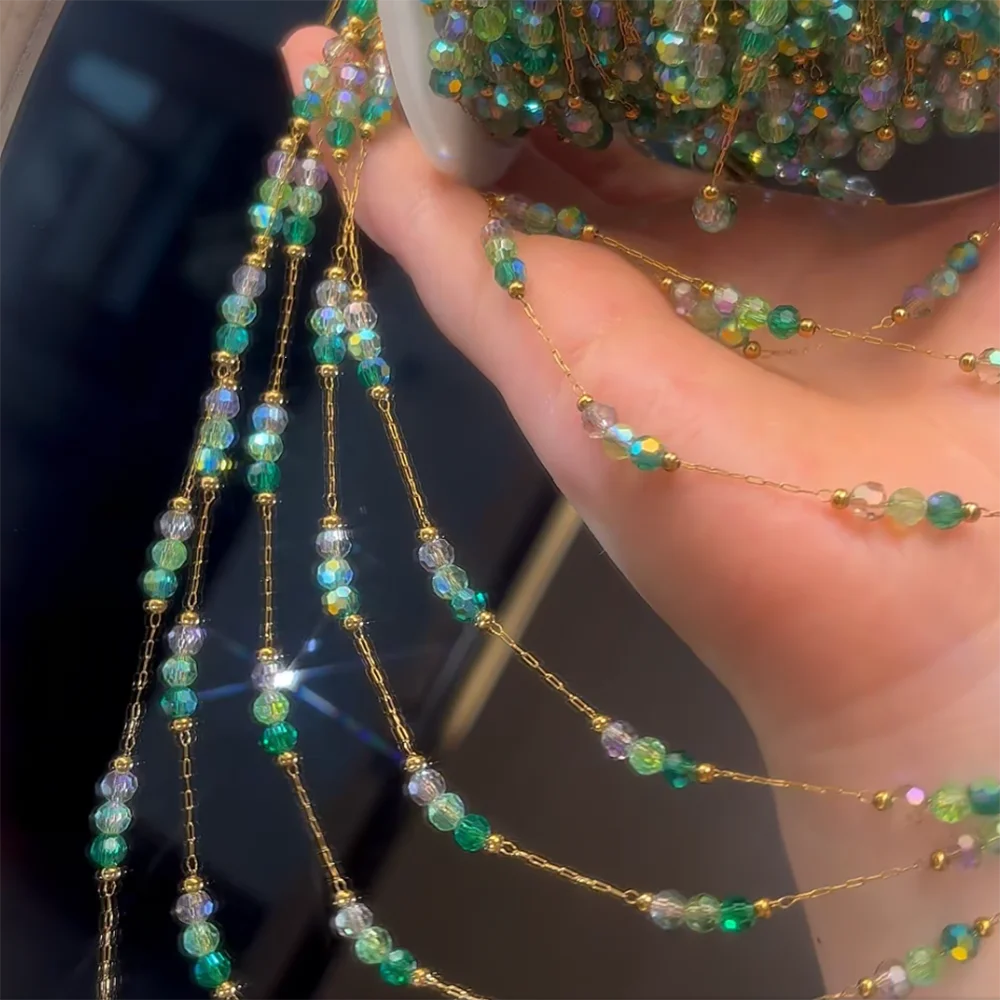 

0,5/1 метр нержавеющая сталь фиолетовые хрустальные бусины цепи для ювелирных изделий DIY блестящий браслет ожерелье ювелирные изделия цепи из бисера аксессуары