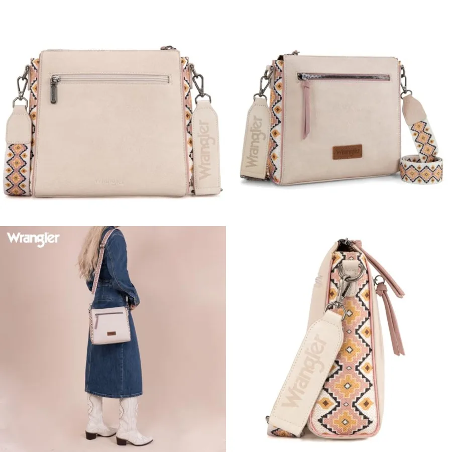 

Wrangler Aztec Crossbody Purse Medium Shoulder Bags for Women Western Handbag with Guitar Strap