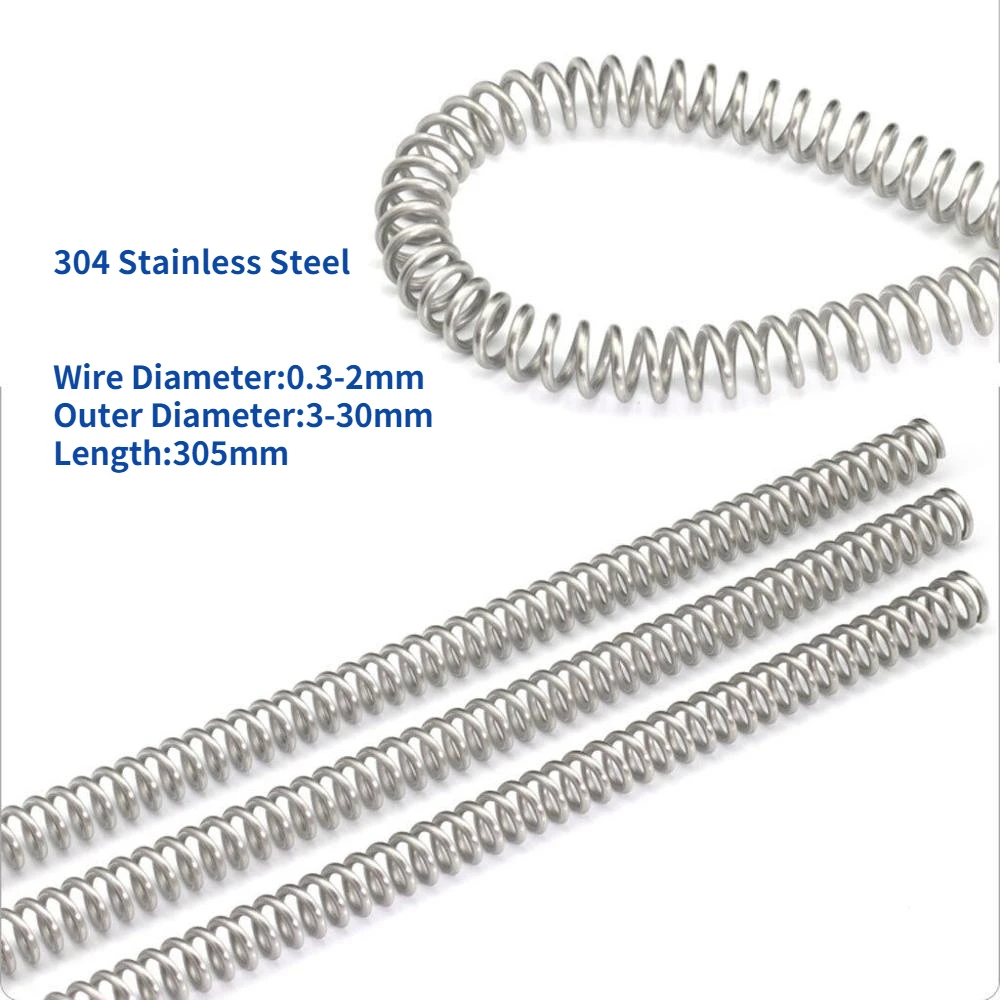 For DIY 304 SUS Compressed Spring 304 Stainless Steel Spring Compression Springs Dia.0.3 0.4 0.5 0.6 0.7 0.8-2mm Length 305mm
