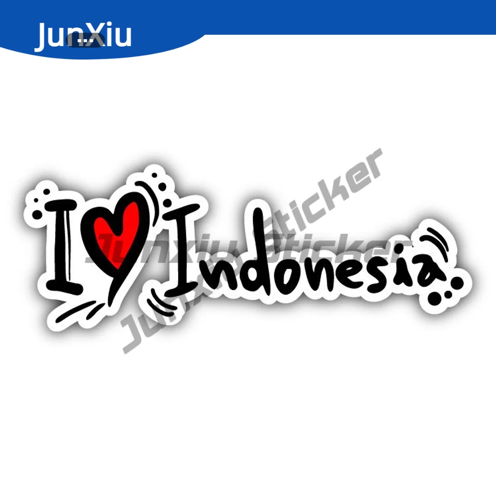 

I Love Indonesia Travel Slogan Car Sticker Guitar Pickup Car Body 4x4 Off Road Racing Rally Bumper Decal Adventure Motorcycle