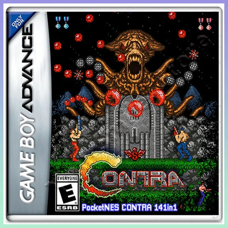 PocketNES CONTRA Game Collection 141in1 GBA Game Card Boxed American English NDS Game Card Saved and Sent Continuously