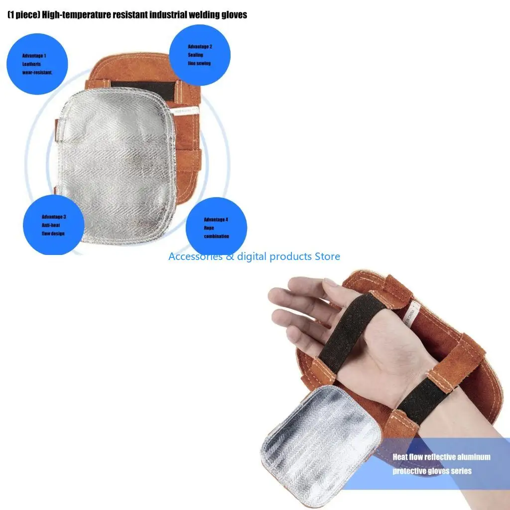 77JD Heavy Duty High Temperature Resistant Welding Hand Protective With Aluminum Coated Backing And Fireproof Leather Palms
