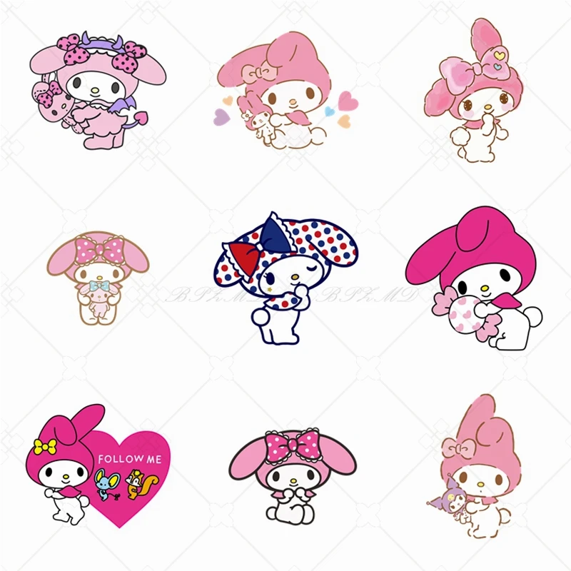 Free Shipping Iron On Patches Cute Stitch Sanrio Thermo-Adhesive Labels Children's Clothing Heat Transfer Stickers Fusible Patch