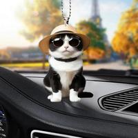 Cute Cat Ornament Cat-shaped Acrylic Ornament Car Decoration Hanging Pendant With Lanyard Mirror Window Pendant Cat Lover Decor