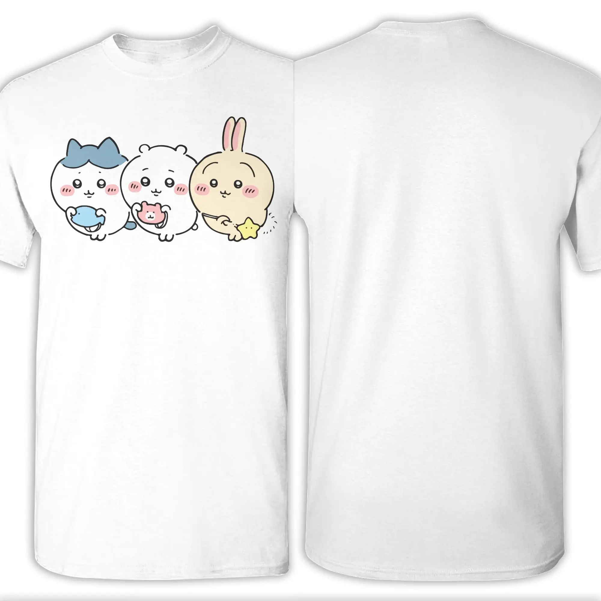 Herren Cartoon Niedliche Chiikawas T-Shirts Hachiware Usagi Baumwollkleidung Coole Kurzarm-Rundhals-T-Shirts Neuankömmling T-Shirt – Detail 2