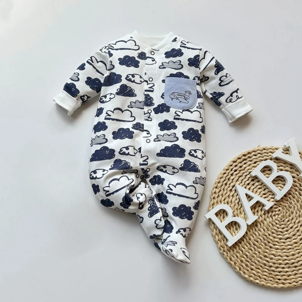 Autumn baby rompers cotton Long Sleeve boys onesies Long Sleeve 0 to 12 Month infant home clothes Footies toddler clothing