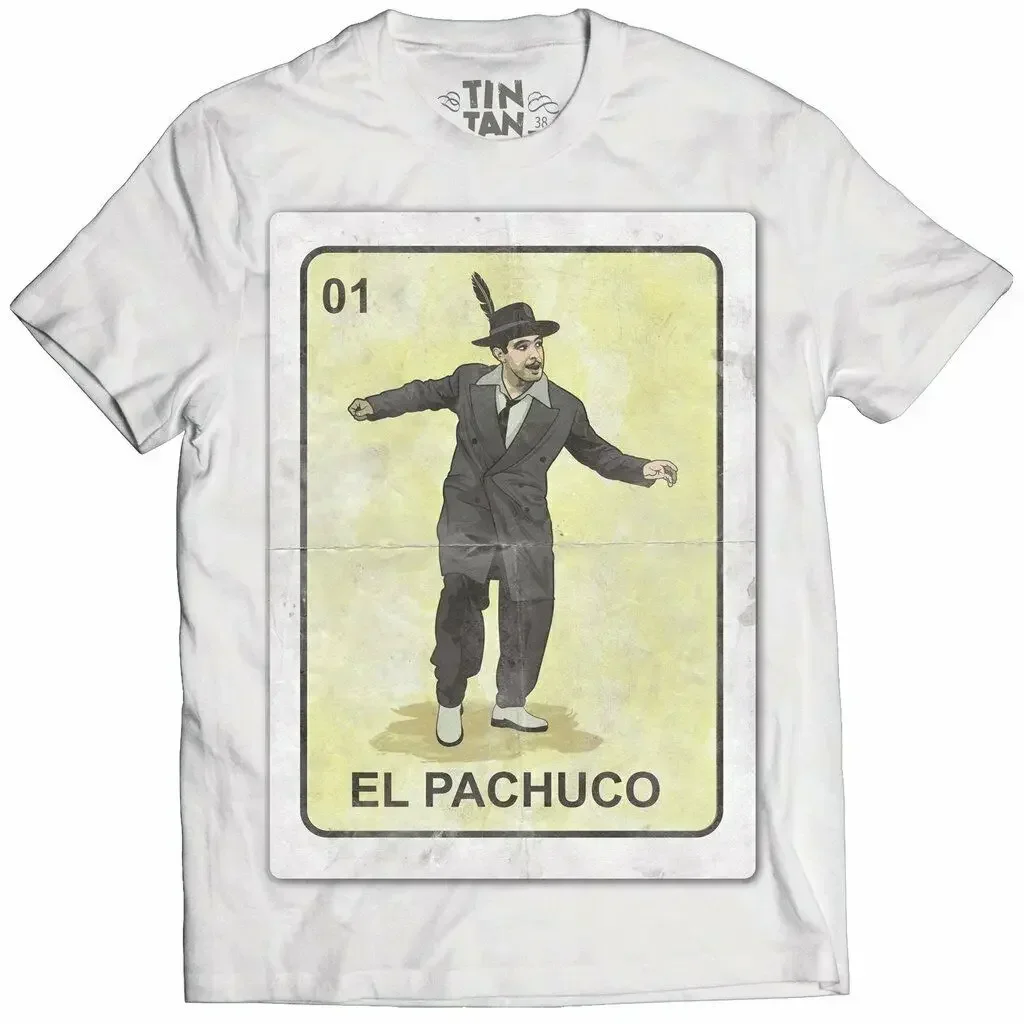 TIN TAN loteria, t-shirt, pachuco cholo chicano mexico2024 High quality Brand Casual Printed 100% Cotton cheap wholesale