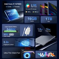 Ninkear N16 Pro 16 Inch Laptop Intel Core i7-12700H 16GB RAM 1TB SSD 2.5K 120Hz 100% sRGB Windows 11 Iris Xe WiFi 6 65W PD Fast Charge Fingerprint Laptop 2