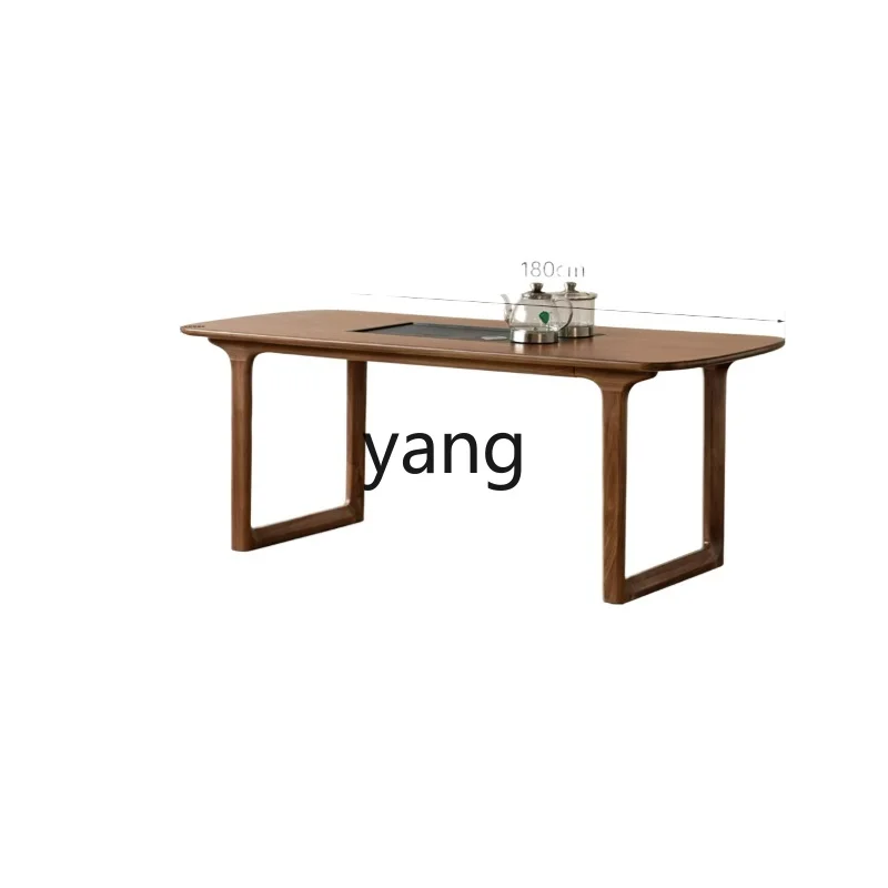 LT solid wood living room black walnut new Chinese zen tea drinking table household tea table tea tray integrated