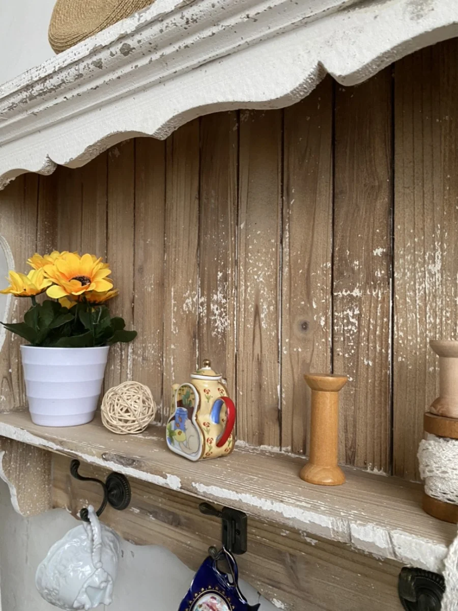 European retro solid wood wall cabinet indoor multi-functional storage shelf