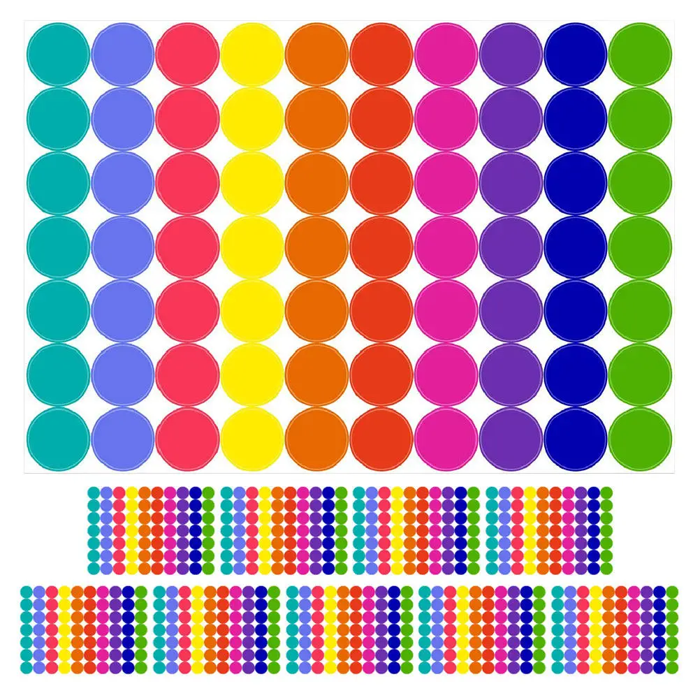 

10 Sheets Self-Adhesive Removable Dot Stickers Writable Surface Color Circle Labels for Organization Color Coding Rewards Gift