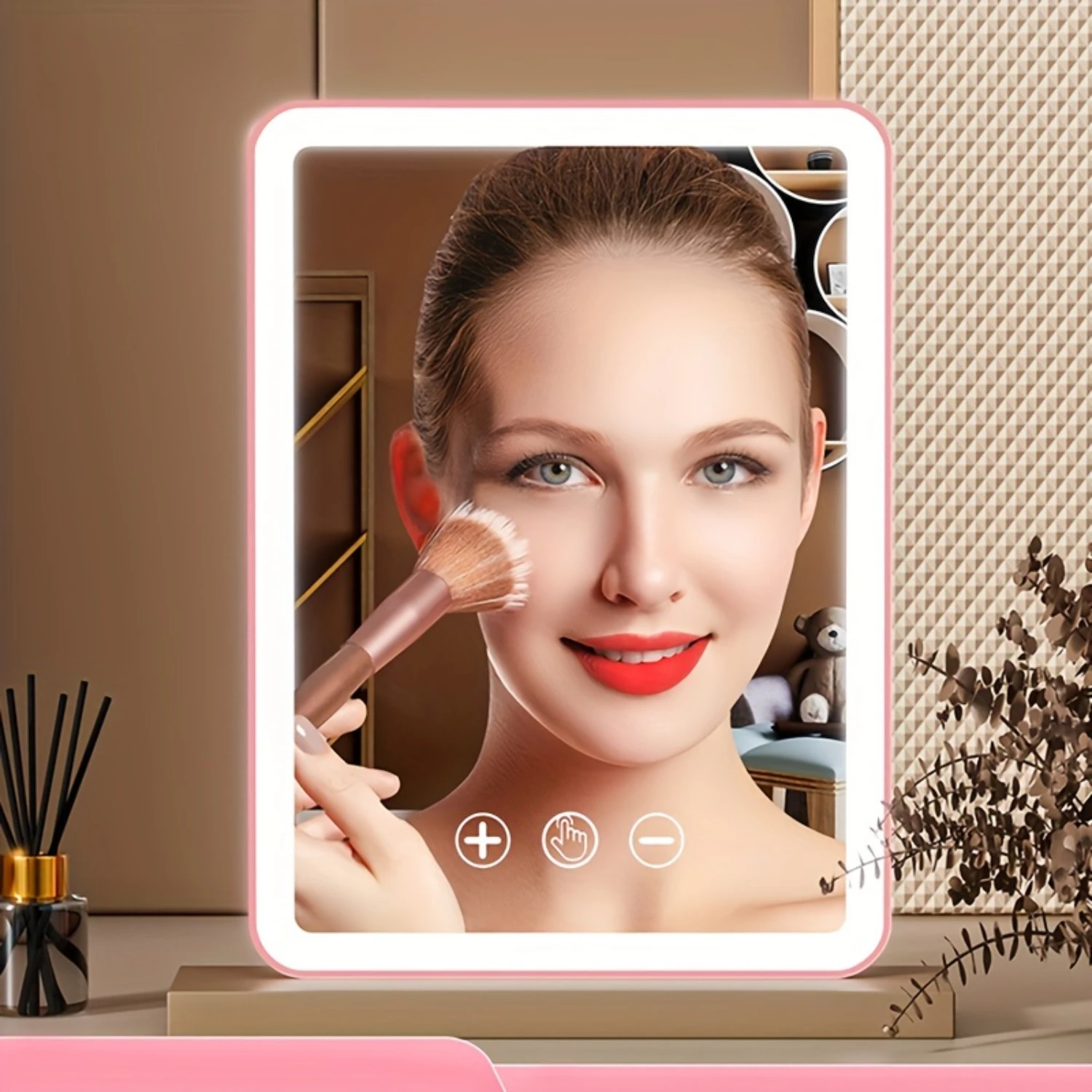 Portable LED Lighted Makeup Mirror with USB Rechargeable Screen, Vanity Mirror with 3 Color Lighting Modes