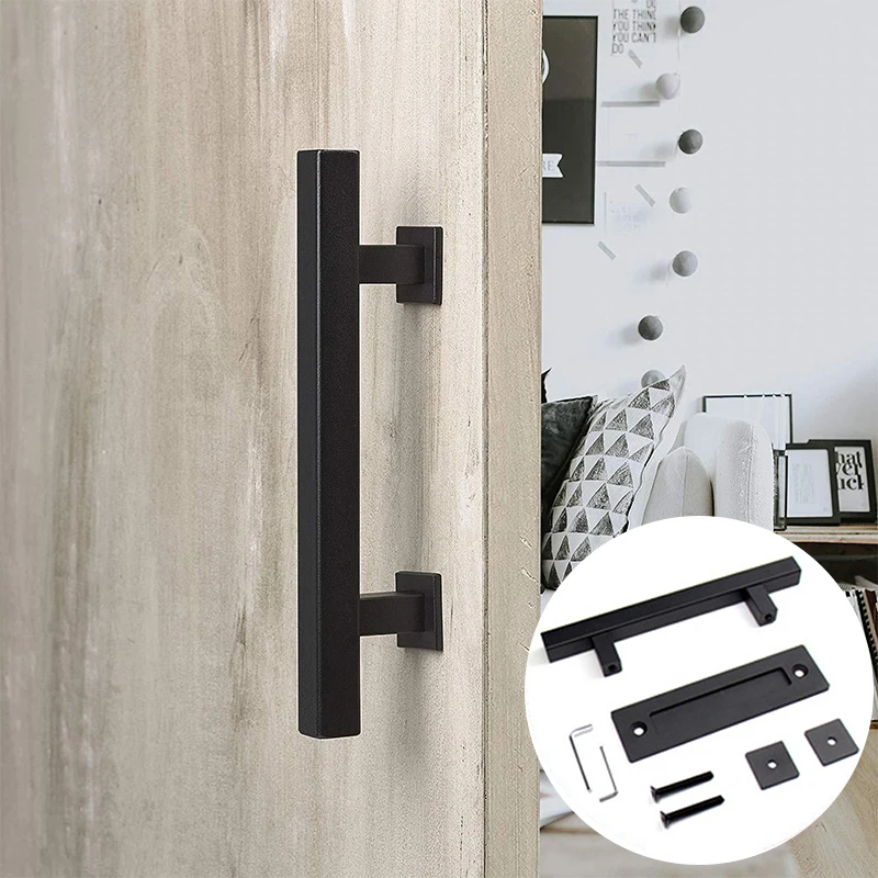 

Square Sliding Barn Door Handle Black Barn Door Handle Square Pull and Flush Door Rust-Resistant Carbon Steel Easy To Install