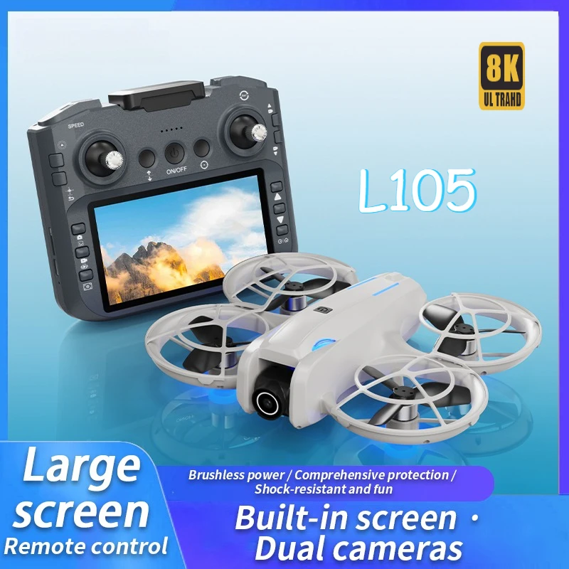 

L105 Brushless Drone 5.6-inch Screen Remote-Controlled Aircraft Optical Flow Hovering Comprehensive protection 360 Rolling UAV