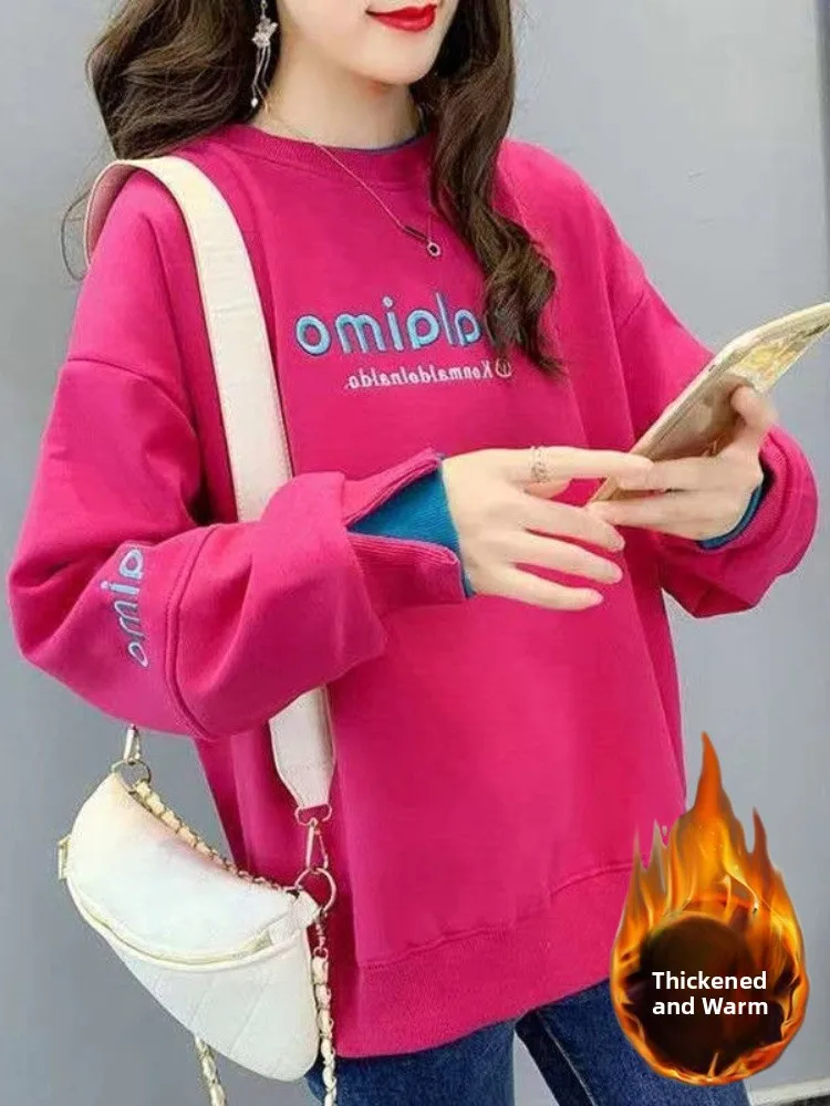 เสื้อสเวตเตอร์ผู้หญิงแฟชั่นทรงหลวมบางเบา สไตล์เกาหลี รุ่นใหม่ สำหรับฤดูใบไม้ผลิและฤดูใบไม้ร่วง คอกลม แขนยาว