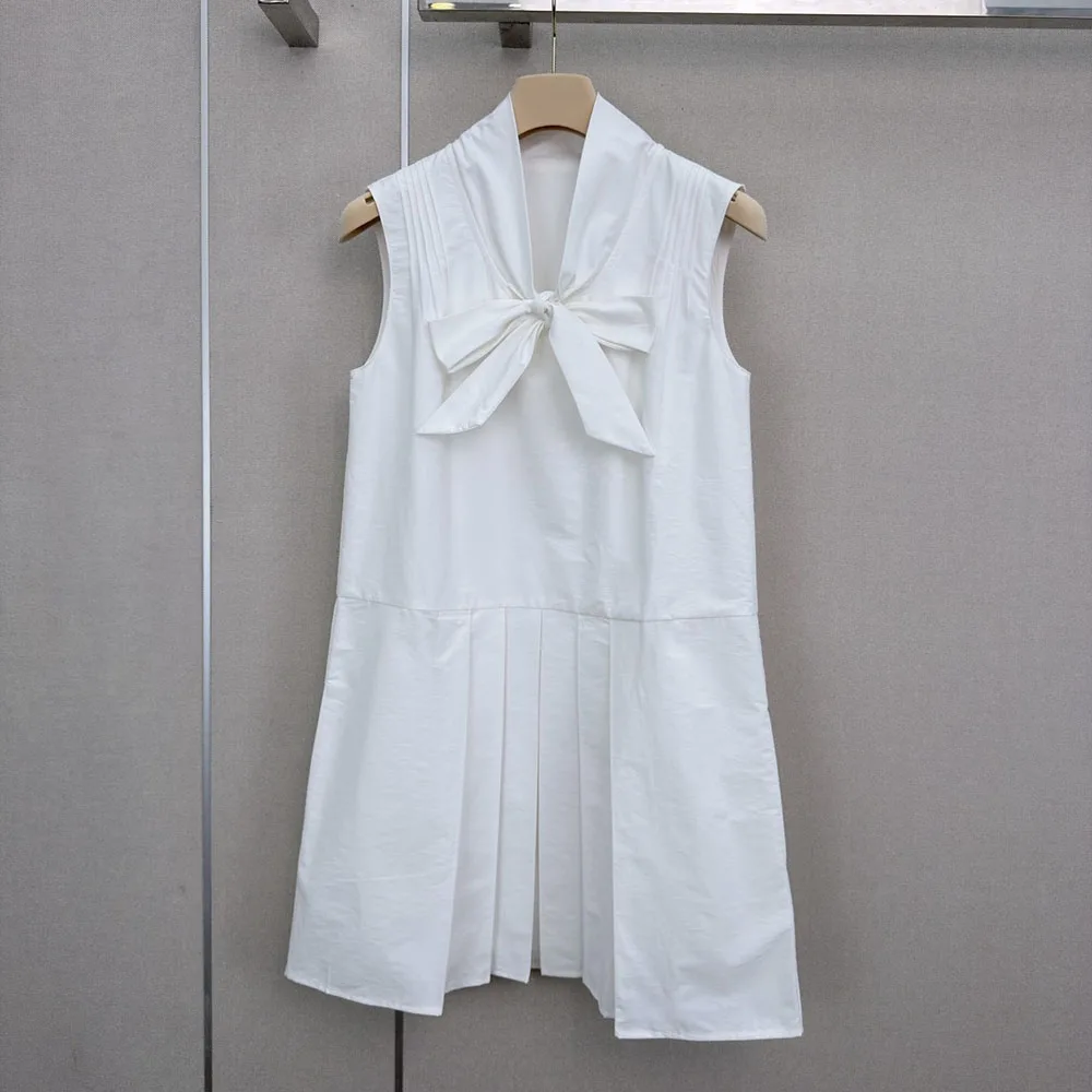 

High-quality 2026 new style women's fashionable sleeveless solid-color dress, with a bow decoration at the neckline xy2643017