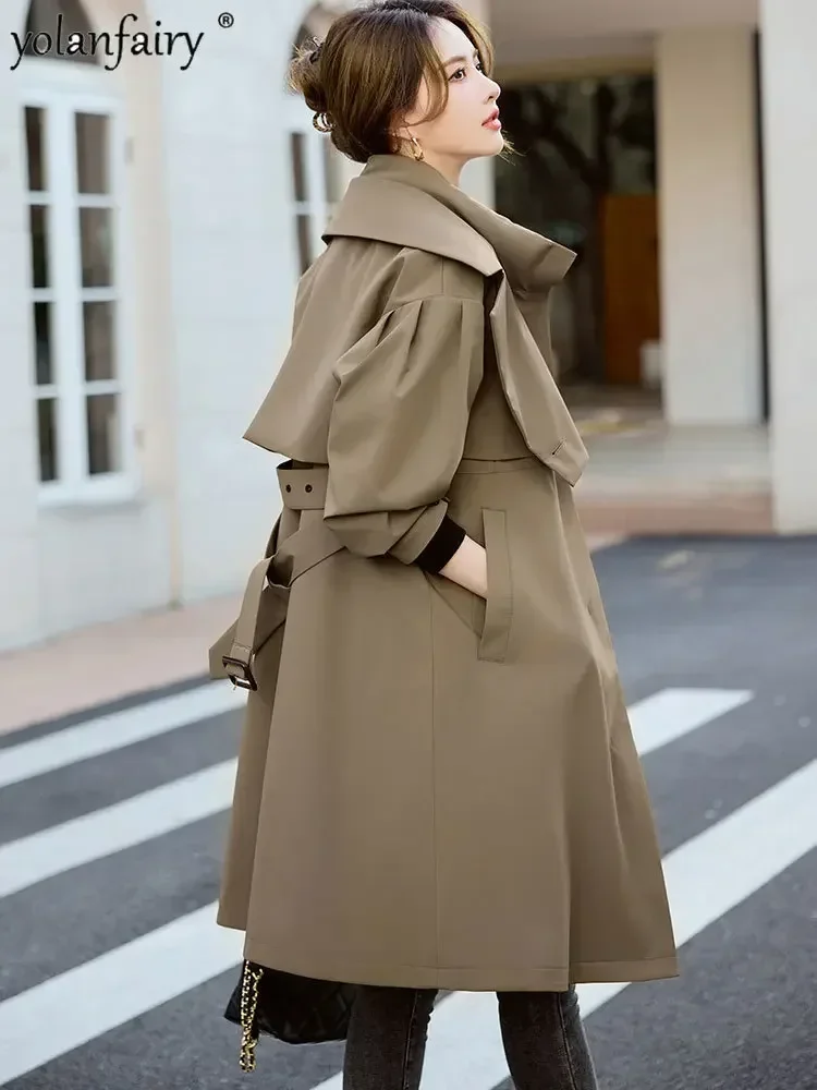 YOLANFAIRY Damski Płaszcz Futrzany Damski Prawdziwe Futro Królik Rex Parki Damska Wiatrówka Średniej Długości Odzież Robocza Talia Płaszcz Zimowy FCY39