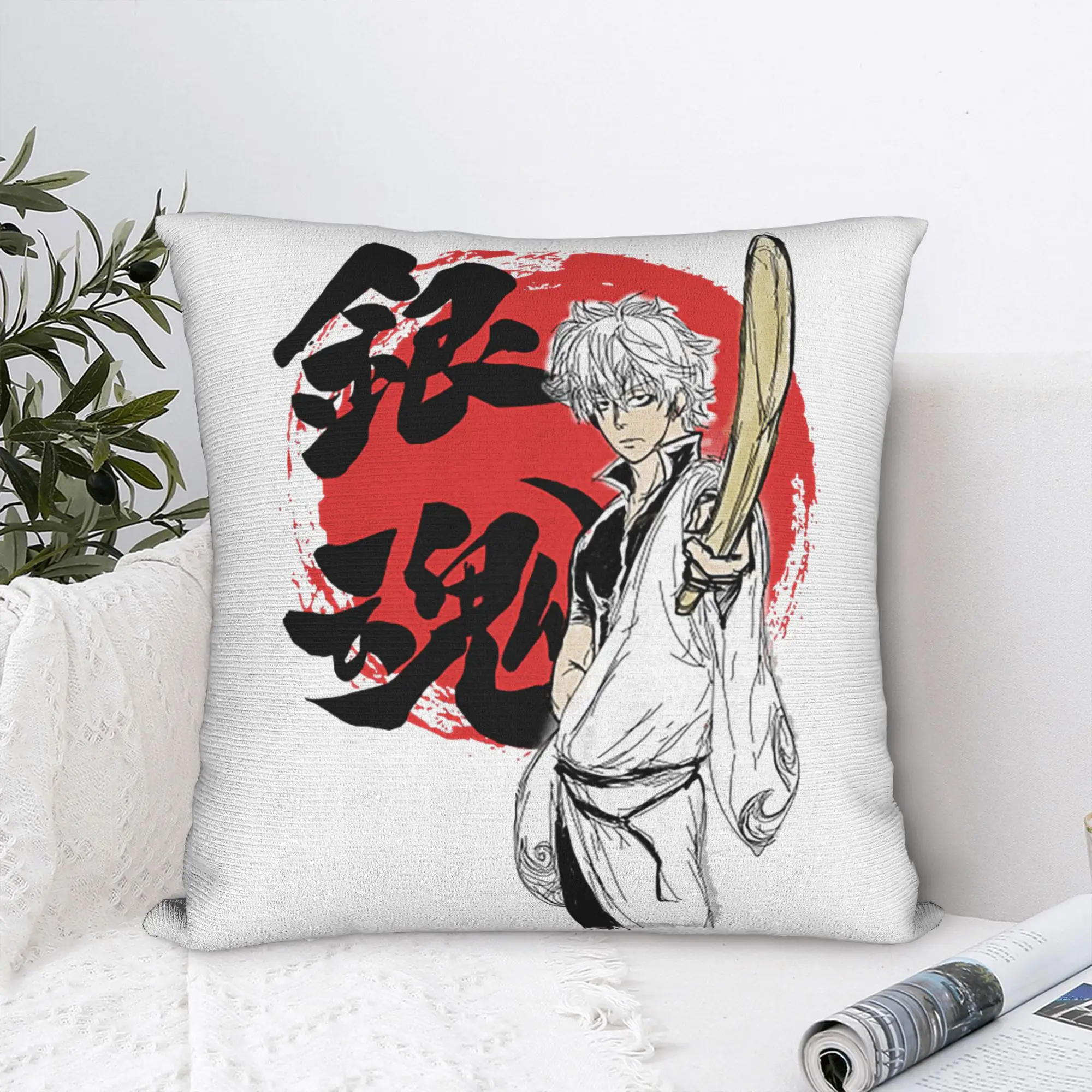 Samurai Gintoki Gintama Pillowcase Printed Cushion Cover Decorations  Katsura Kagura Duck Anime Pillow Case Cover Home Zippered