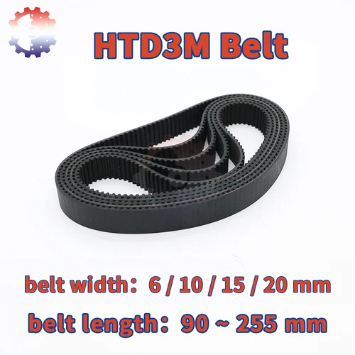HTD3M Longitud de la correa 90mm ~ 255mm HTD 3M Correa de distribución 3M Ancho de la correa 6 10 15 20mm Correa de polea Correa síncrona de bucle cerrado de goma HTD3M