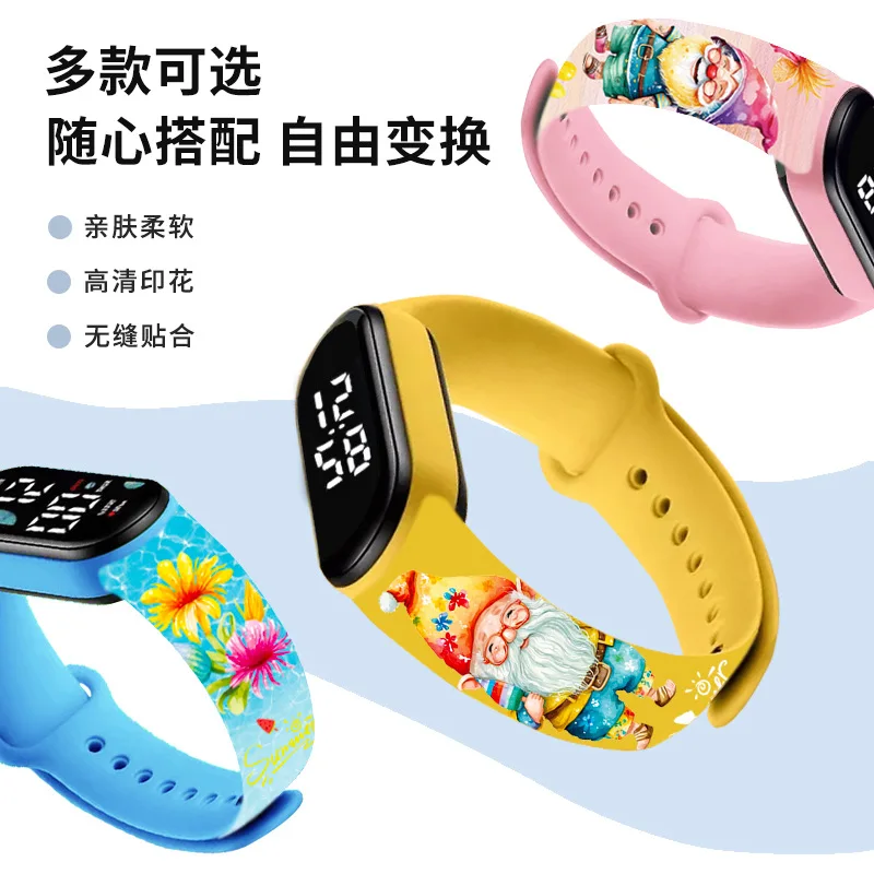 Summer fairy print digital watch cartoon dolls cute children's watch Silicone strap digital touchscreen sports bracelet gifts