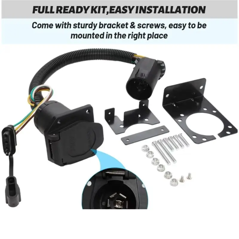 A22E-7 Way Blade And 4 Way Flat Trailer Wiring Adapter For FORD For DODGE Ram 1500 2500 Works With 7 Pin USCAR Tow