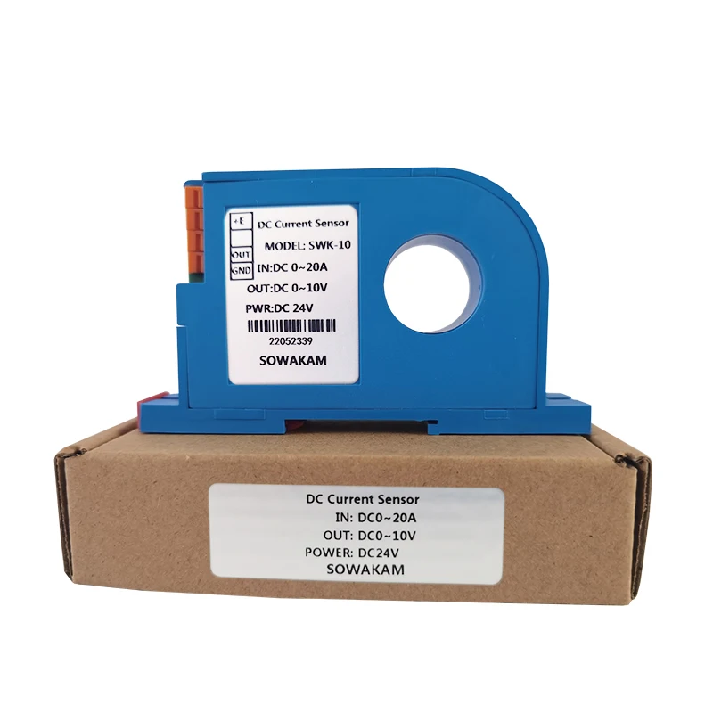 SWK-10 sensore di corrente Hall AC DC trasduttore di Ampere elettrico trasmettitore 10A 20A 30A 50A 1000A ingresso convertitore di uscita 4-20mA
